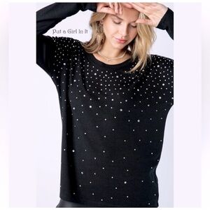 EXPRESS Black Rhinestone Studded Sweater NWOT